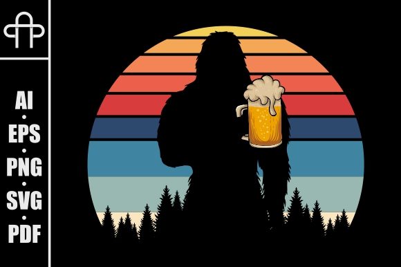 Bigfoot Silhouette Beer Retro
