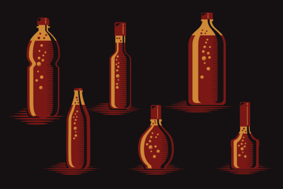 Botles Set Retro Style Vector