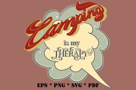 Camping is My Therapy Retro Bubble SVG