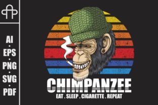 Chimpanzee Smoke Retro Vector Illustrati