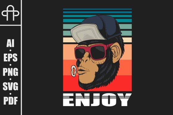 Enjoy Monkey Retro Vector Illustration