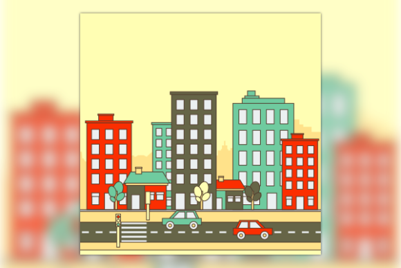 Flat Style Urban Retro City Illustration