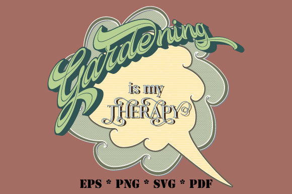 Gardening is My Therapy Retro Bubble SVG
