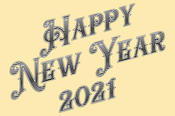 Happy New Year 2021 Retro Vintage Vector