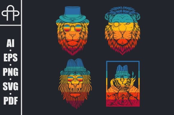 Lion Retro Vector Illustration