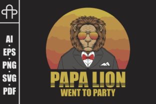 Papa Lion Retro Illustration