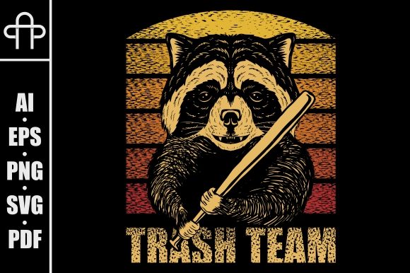 Raccoon Stick Baseball Retro