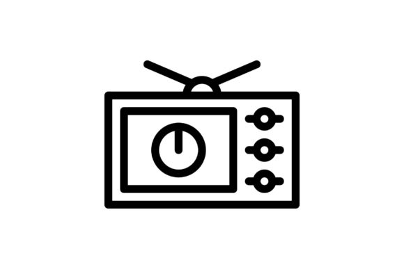 Retro Black and White Line Icon
