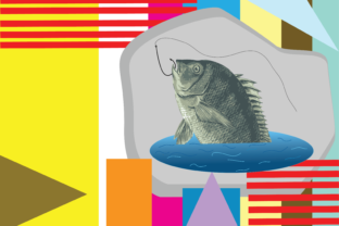 Retro Digital Poster Fish Vintage