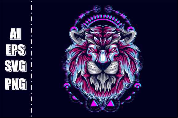 RETRO LION HEAD FACE