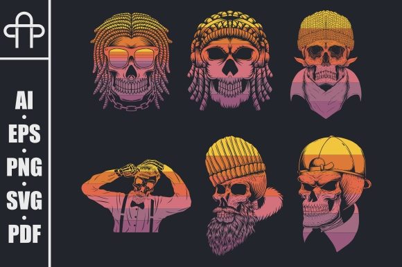 Skull Collection Retro Vector