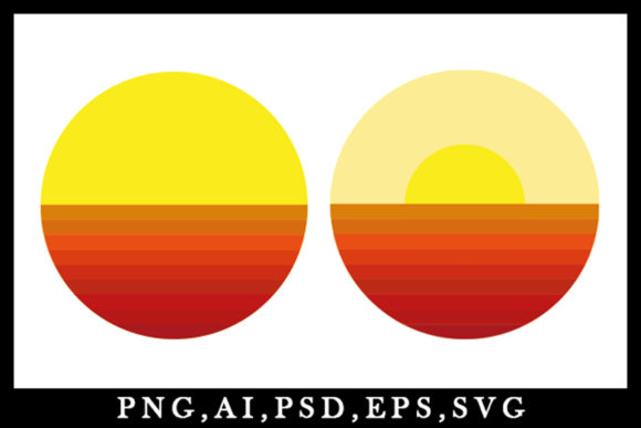 Vintage Retro Striped Sunset Circle Back