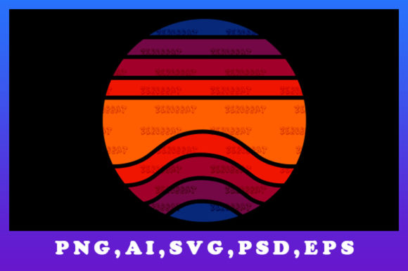 Vintage Retro Sunset Circle Illustration