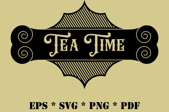 Vintage Retro Tea Time Vector SVG